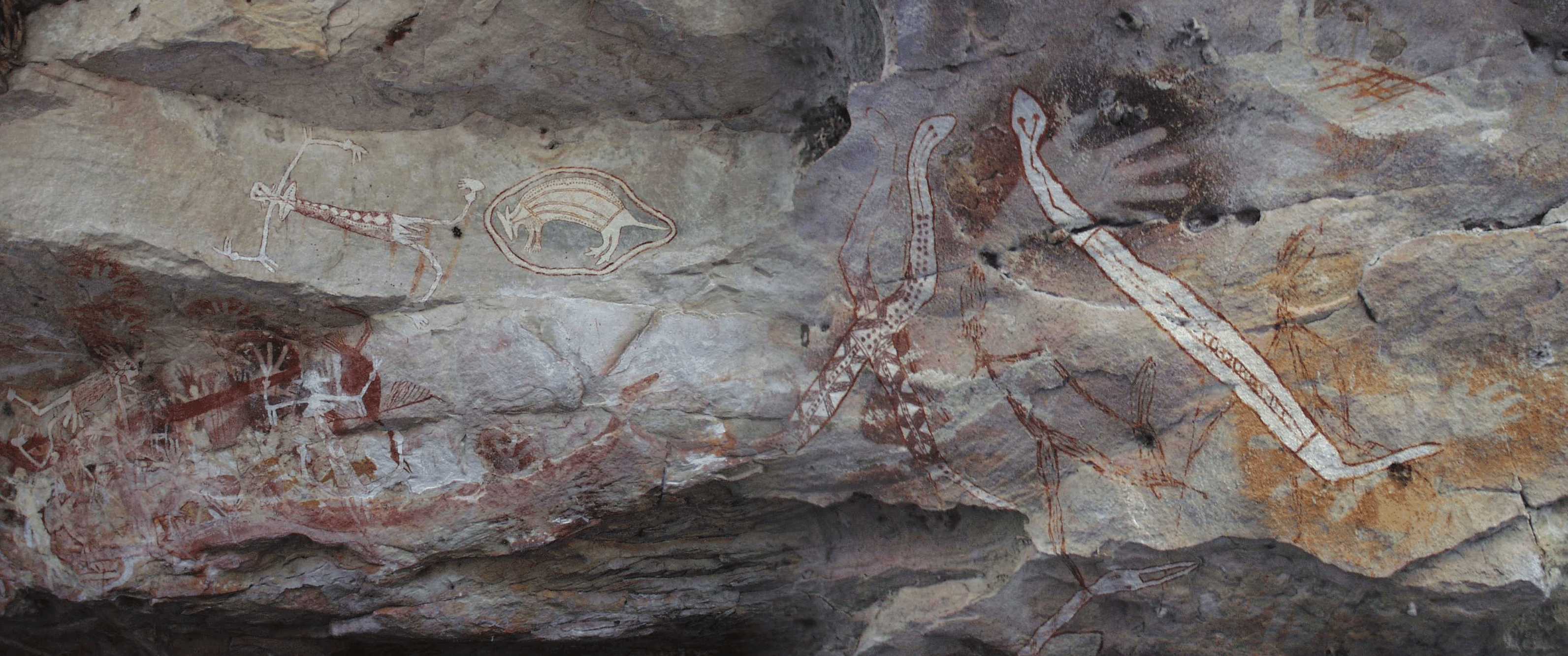 Felsmalerei im Arnhemland, Pyton und Giftschlange
